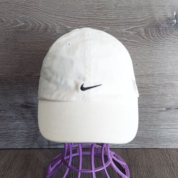 Nike Just Do It Hat Cap Swoosh Logo Adult White Adjustable Buckle - Picture 1 of 6